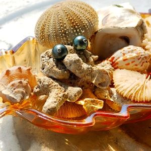 Pearl 9-10 mm Diamond stud Earrings in Sterling